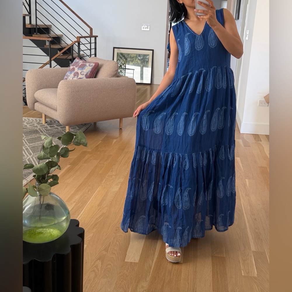 Dolma Asmara Vibrant Blue Paisley Maxi Dress Sz M